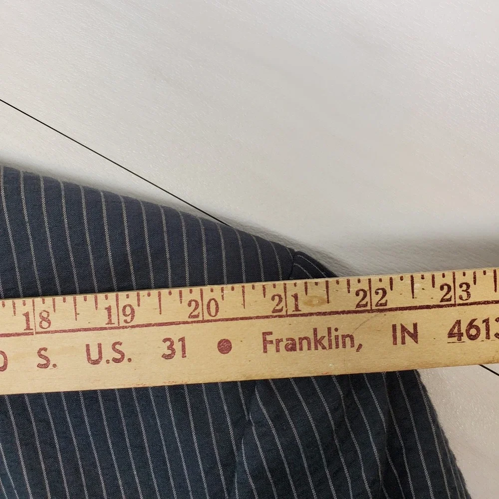 Jos. A. Bank Stays Cool Navy Pinstripe Cotton Blazer Men 46L Coastal Grandfather